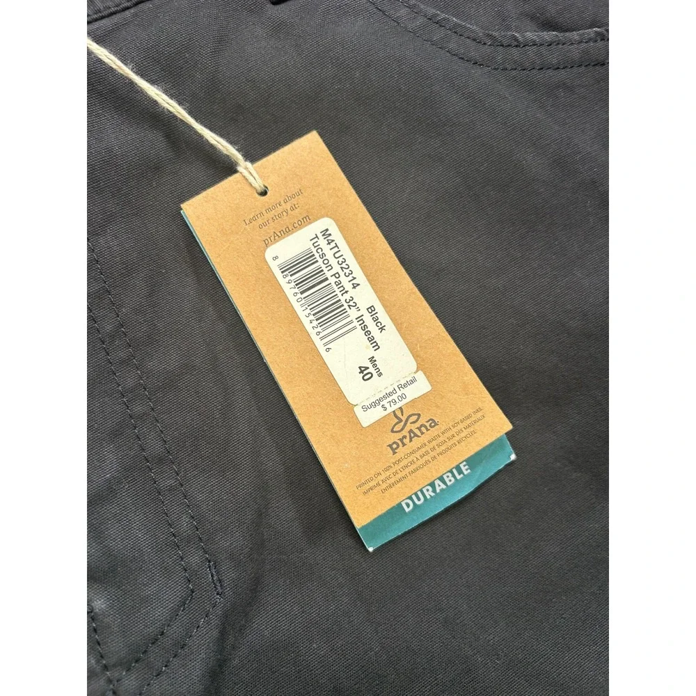 Prana‎ Tucson Pants Black Mens 40x32 Sustainable Durable M4TU32314 Outdoor NEW